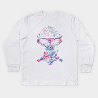 Vintage Globe Earth Kids Long Sleeve T-Shirt